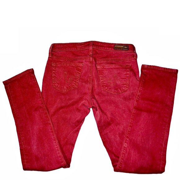 Size 25R Red Orange AG Adriano Goldschmied The Stevie Ankle Slim Straight Leg - Picture 1 of 7
